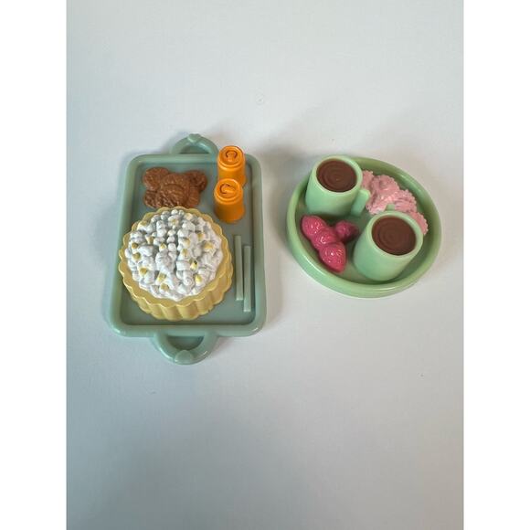 Fisher Price Loving Family Food Trays Cake Cookies Coffee Tea Fruit - Picture 2 of 2